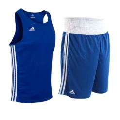 Adidas Base Punch Shorts & Vest Set -Boxing Equipment Store adibp blue