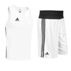 Adidas Base Punch Shorts & Vest Set -Boxing Equipment Store adibp white