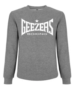 Geezers Sweatshirt Large Logo -Boxing Equipment Store grey white sweatshirt
