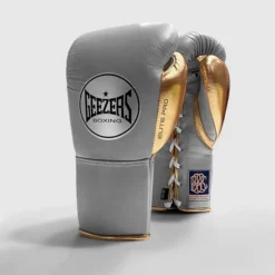 Geezers Elite Pro Fight Gloves - Special Edition -Boxing Equipment Store grey gold
