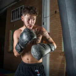 TITLE Distressed Glory Training Gloves - Grey -Boxing Equipment Store hostg lifestyle