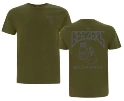 Geezers T-Shirt Gloves Back Logo -Boxing Equipment Store khaki grey tee 4
