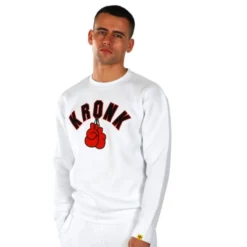 Kronk Gloves Applique Sweatshirt -Boxing Equipment Store kronk gloves applique sweatshirt white 1