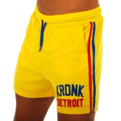 Kronk Iconic Detroit Applique Lined Shorts -Boxing Equipment Store kronk iconic detroit applique lined shorts yellow 1