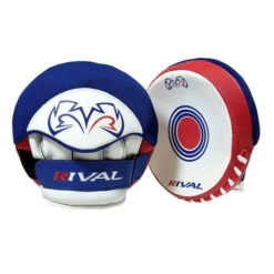 Rival RPM5 Parabolic Punch Mitts -Boxing Equipment Store rival rpm5 parabolic punch mitts red white blue geezers boxing 1