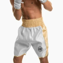 Suzi Wong X Geezers Satin 2 Colour Boxing Shorts -Boxing Equipment Store sw1700 grey gold 1 4