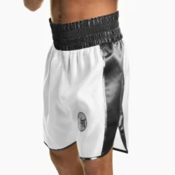 Suzi Wong X Geezers Satin 2 Colour Boxing Shorts -Boxing Equipment Store sw1700 white black 1