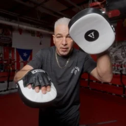 TITLE Cobra Leather Punch Mitts - White/Black -Boxing Equipment Store title cobra leather punch mitts 3