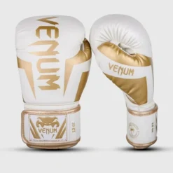 Venum Elite Boxing Gloves -Boxing Equipment Store venum elite white gold 1