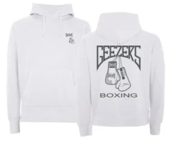 Geezers Hoodie Gloves Back Logo -Boxing Equipment Store white grey hoodie 1