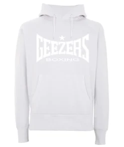 Geezers Heavy Weight Hoodie Large Logo -Boxing Equipment Store white white hoodie 3
